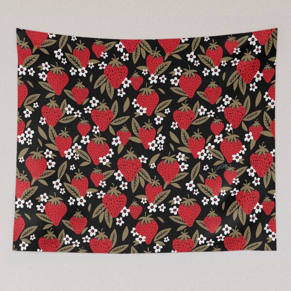Item preview, Strawberry Blooms – Black & Gold designed and sold by Cat Coquillette.