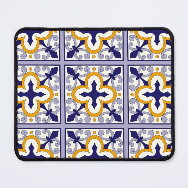 Item preview, Moroccan Tile Pattern - Yellow and Blue - Block Print Design, simple pattern designed and sold by SemDesigns1.