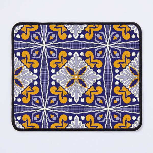 Item preview, Moroccan Tile Pattern - Yellow and Blue - Floral - Detailed Block Print Design, Simple Pattern designed and sold by SemDesigns1.