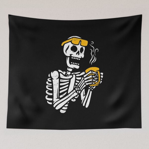 Item preview,  Skeleton Drinking Coffee Skull Halloween designed and sold by JaniceRuthArts.