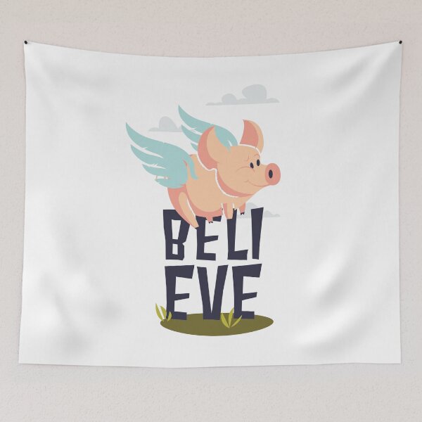 Item preview, Believe Pigs Fly - Funny Illustration designed and sold by Studio  Six.