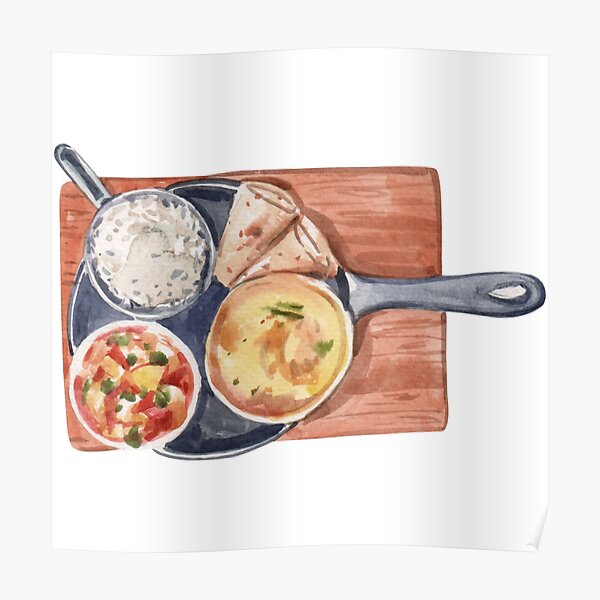 "Indian Food Platter Naan Dhal " Poster for Sale by Nikiolilalala