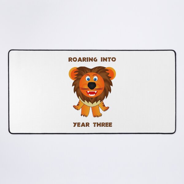 Item preview, Roaring Into Year Three (Cartoon Lion) designed and sold by TimespunThreads.