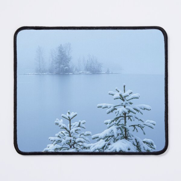 Item preview, Foggy winter lake and spruce trees designed and sold by Juhku.