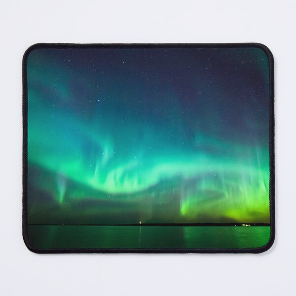 Item preview, Northern lights glow over lake designed and sold by Juhku.