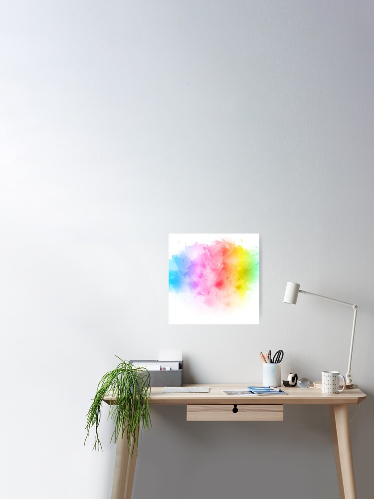 Rainbow Abstract Artistic Watercolor Splash Background Poster By