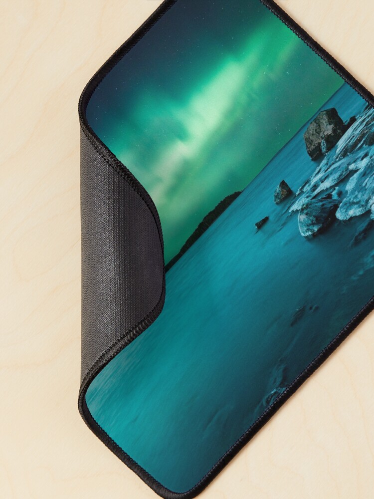 "Ice on the lake shore and northern lights landscape" Mouse Pad for