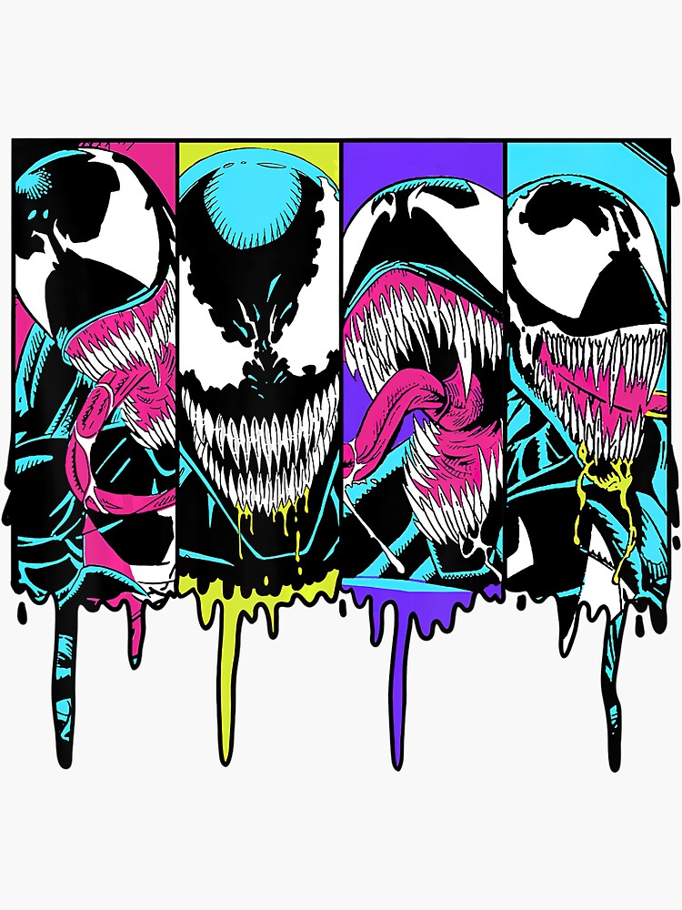 "Venoms Colorful Dripping Comic Panel" Sticker for Sale by hotinh