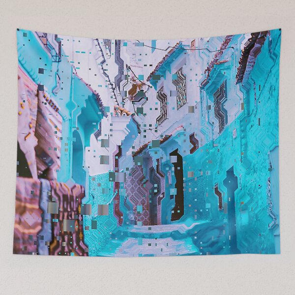 Item preview, Morocco Blue and White Alley Glitch Art designed and sold by glitchhub.