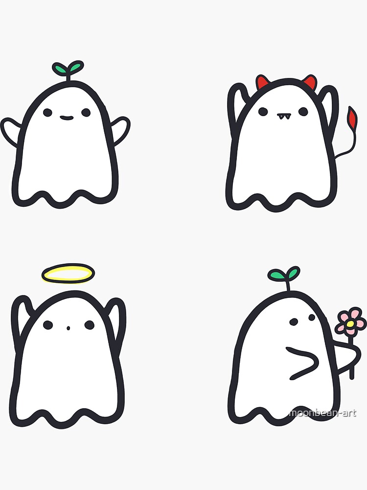 "cute four ghost sticker pack" Sticker for Sale by moonbeanart Redbubble