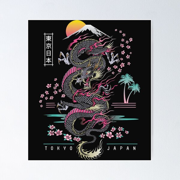 Item preview, Japanese Tokyo Dragon Asian inspired Neon retro 80’s style designed and sold by TERRYCOXSHOP.