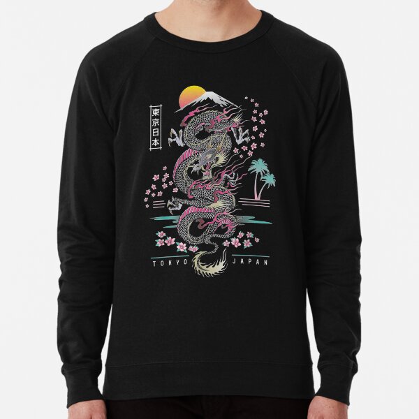 Tokyo Japan Dragon Japanese Inspired 80s Style Dragon Tattoo Neon