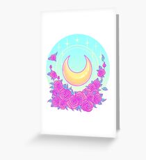 Moon and Roses Greeting Card