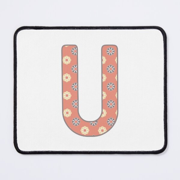 Item preview, MONOGRAM LETTER U PINK FLORAL TYPOGRAPHY DESIGN designed and sold by RhubarbMyrtle.