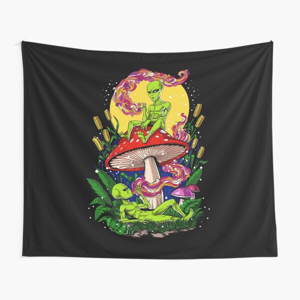 Magic Mushrooms Aliens Tapestry