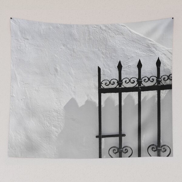 Item preview, Minimalist Greek Architecture Photography of Black Door and White Walls, Travel Greece designed and sold by PrintsProject.