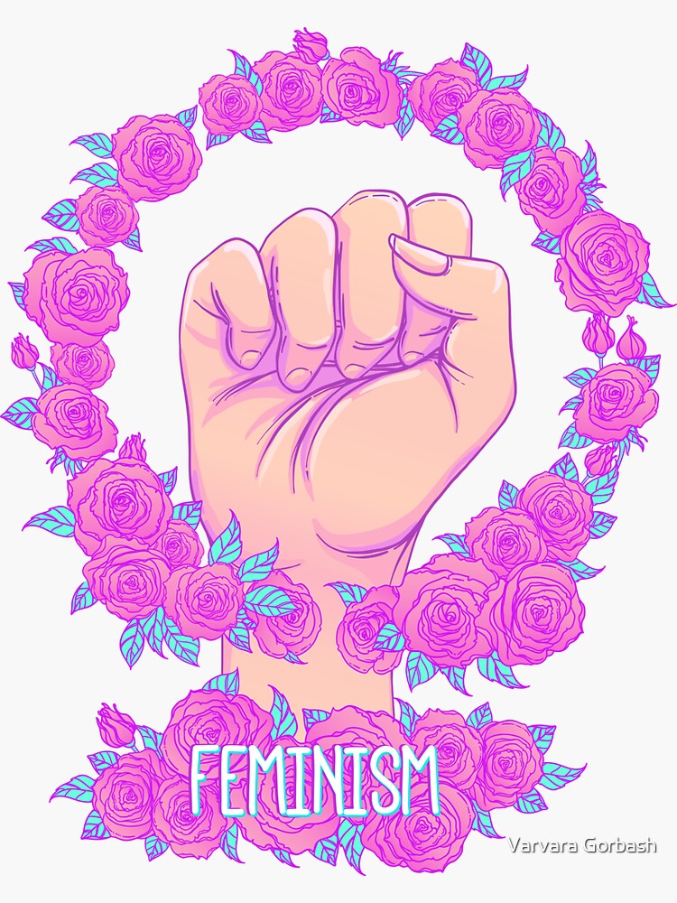 Thumbnail 3 of 3, Sticker, Feminism and Roses designed and sold by varka.