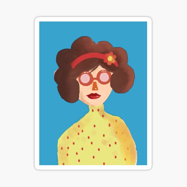 The Lady with blue background Glossy Sticker