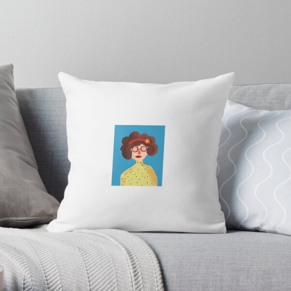 The Lady with blue background Throw Pillow