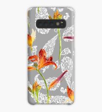 orange lilies and paisley pattern Case/Skin for Samsung Galaxy