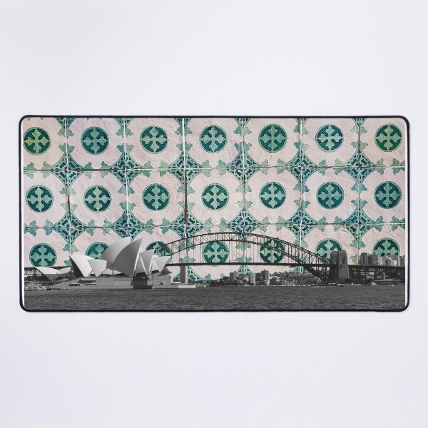 Item preview, Sydney Harbour Meets Portuguese Tiles Montage - Azulejo Green and White designed and sold by idovedesign.