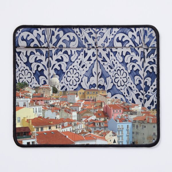 Item preview, Lisbon City Portuguese Tiles Montage - Azulejo Blue and White Floral Leaf Design designed and sold by idovedesign.
