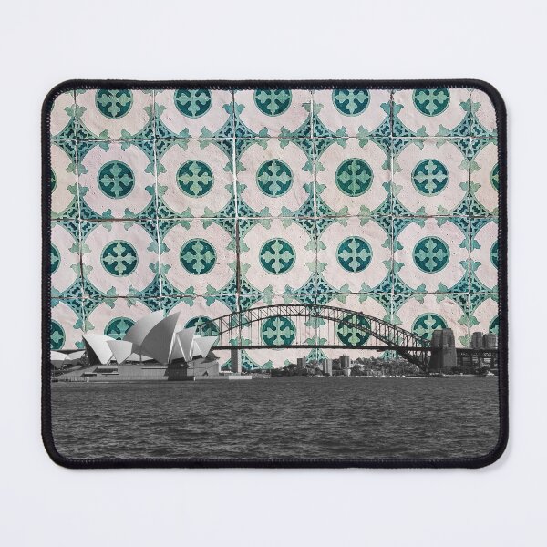 Item preview, Sydney Harbour Meets Portuguese Tiles Montage - Azulejo Green and White designed and sold by idovedesign.