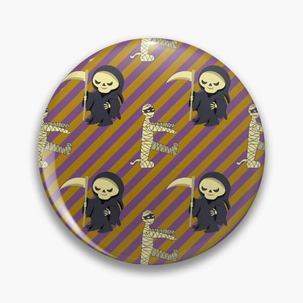 Item preview, Halloween Mummy and Grim Reaper Death on striped background designed and sold by CutieBlue.