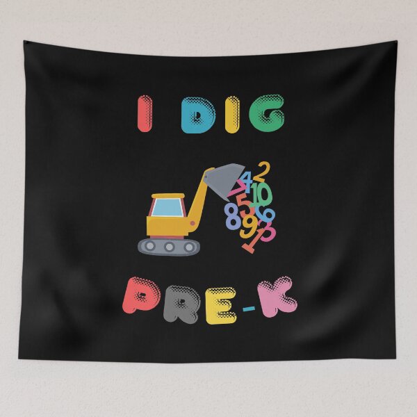 Item preview, I Dig Pre-K - Digger Graphic with Flying Numbers - Birthday Gift for Kid designed and sold by CactusFamily.