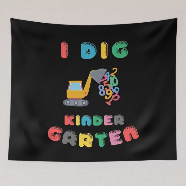 Item preview, I Dig Kindergarten - Digger Graphic with Flying Numbers - Birthday Gift for Kid designed and sold by CactusFamily.