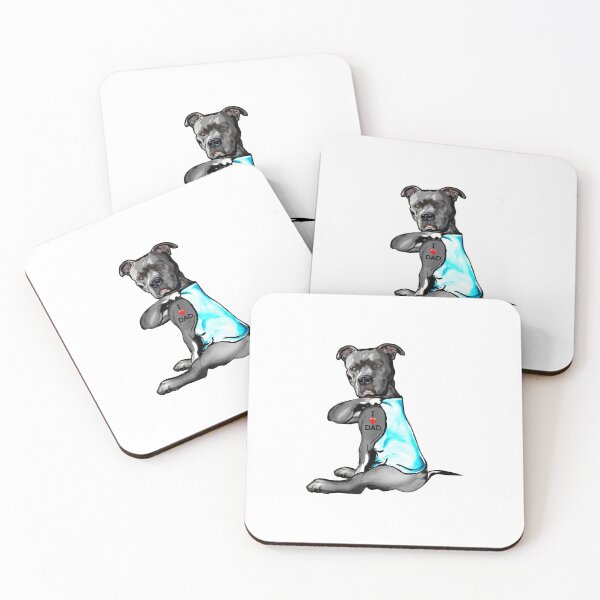 Item preview, Funny Pitbull I Love Dad Tattoo designed and sold by wowart4u.