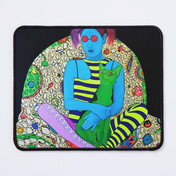 Cat, Osy Milian, tattooed chair, colorful, teen girl, owo Mouse Pad