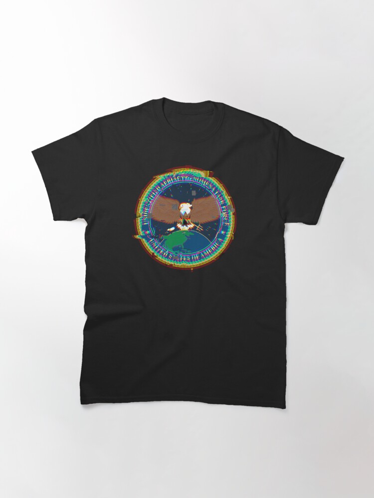 Thumbnail 2 of 7, Classic T-Shirt, Unidentified Aerial Phenomena Task Force (UAPTF) Insignia - Glitch designed and sold by Dan Zetterström.