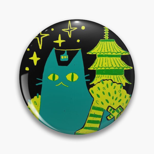 Artikelvorschau, Katze mit japanischer Architektur und Stern entworfen und verkauft von wakusei-design.
