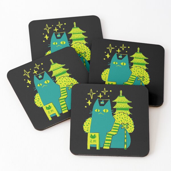 Item preview, cat with Japanese architecture and star designed and sold by wakusei-design.