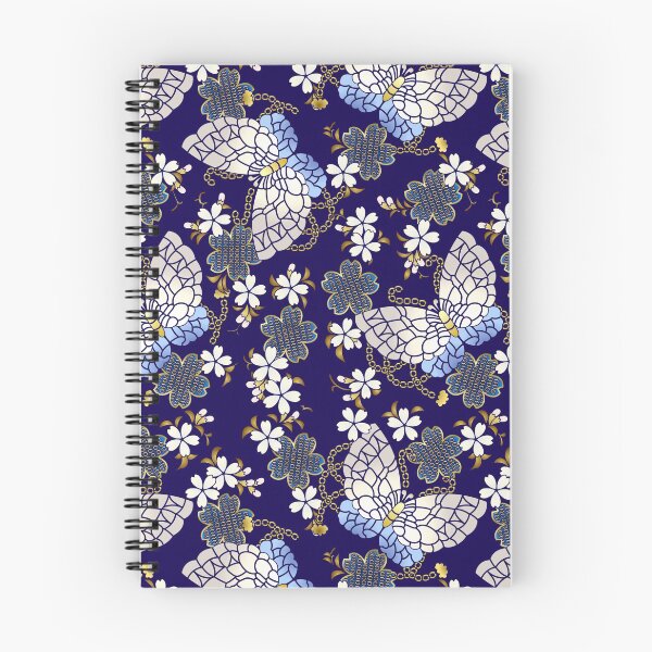 Item preview, Japanese Pattern WAGARA of Butterfly with Blue Sakura Design designed and sold by monodesigns.
