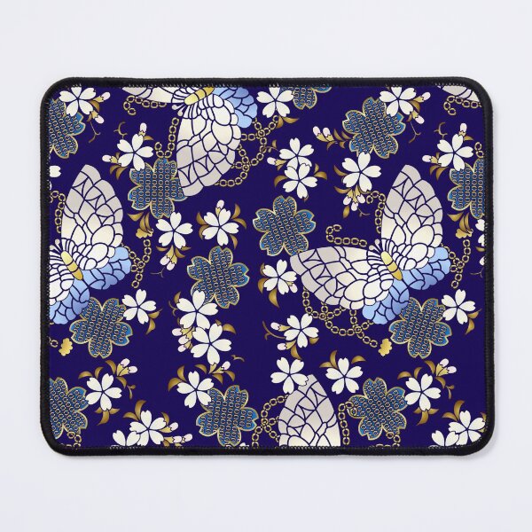 Item preview, Japanese Pattern WAGARA of Butterfly with Blue Sakura Design designed and sold by monodesigns.