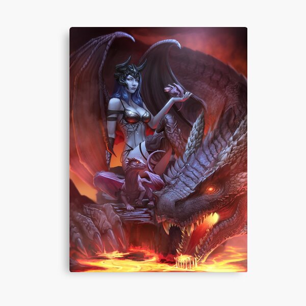 Dragon & Succubus Canvas Print