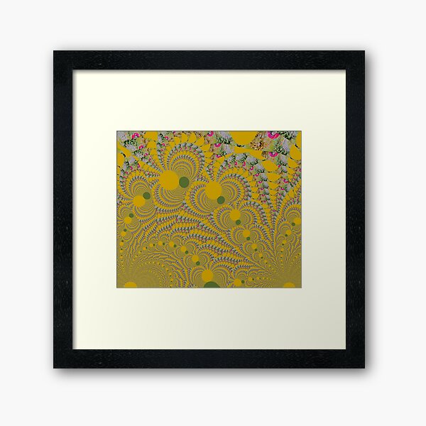 "Spinera (Ochre)" V.3- Psychedelic Ornamental Nature Pattern (fractal pattern) by The Raumier Framed Art Print