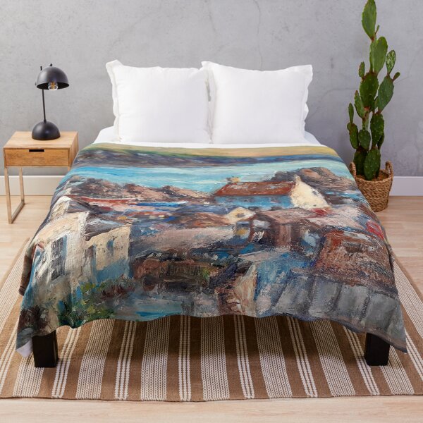 Item preview, Expressionist painting of a town near the sea designed and sold by Vintage Designs +.
