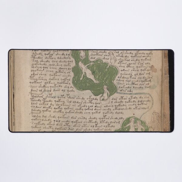 Voynich Manuscript. Illustrated codex hand-written in an unknown writing system Desk Mat