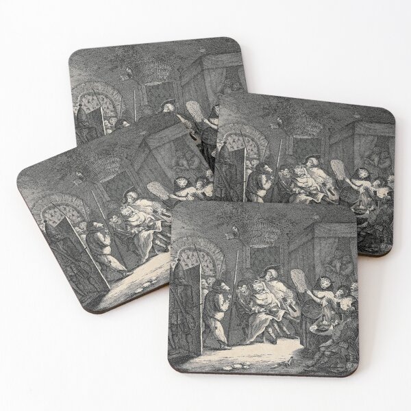 Item preview, Drunken anthropomorphic animal people - Vintage Medieval Etching designed and sold by Vintage Designs +.