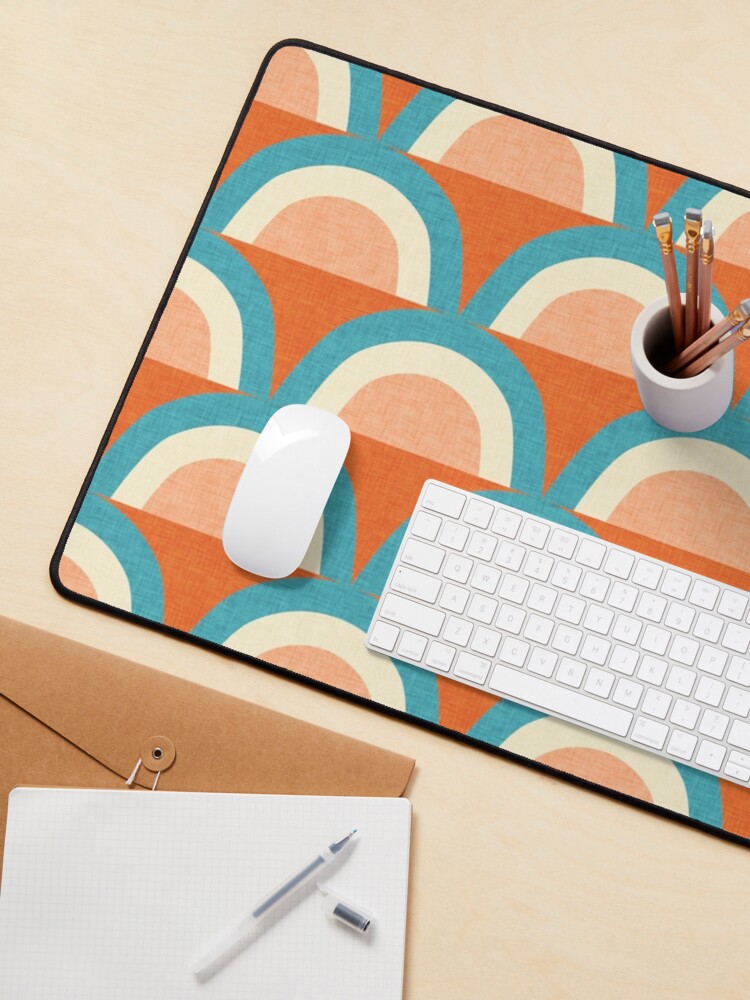 Alternate view of New Mid Mod Rainbow Magic Blue Orange #midcentury Mouse Pad