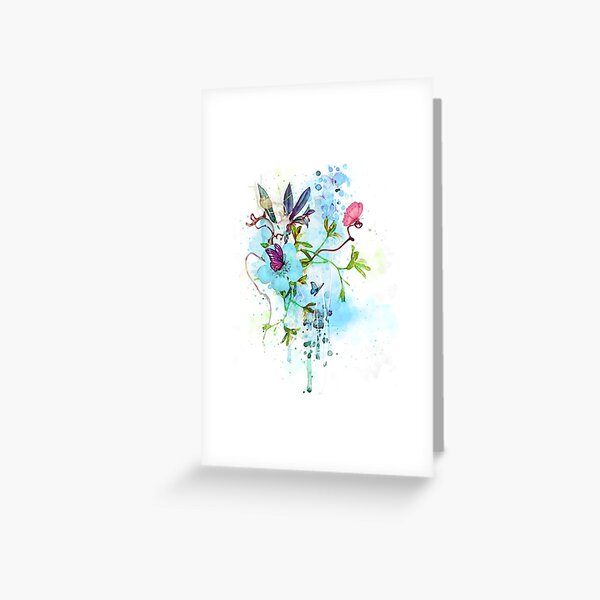 Item preview, Blue And Green Flowers With Butterflies  designed and sold by noor-93.
