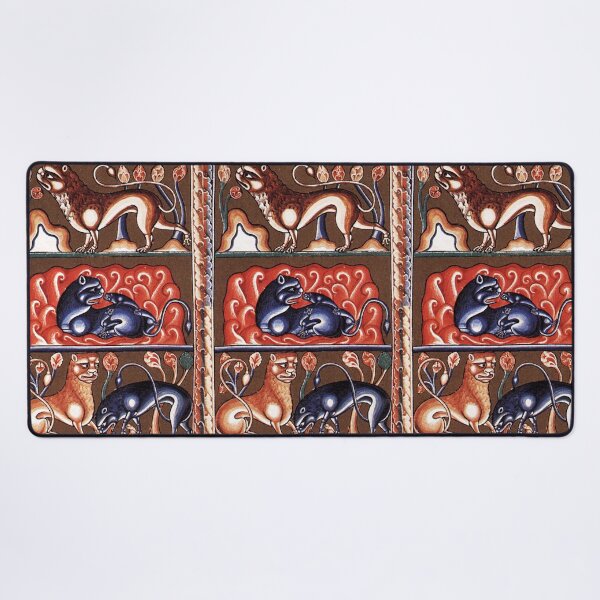 Item preview, MEDIEVAL BESTIARY, Lion Like Beasts White Red Blue Fantasy Animals designed and sold by BulganLumini.
