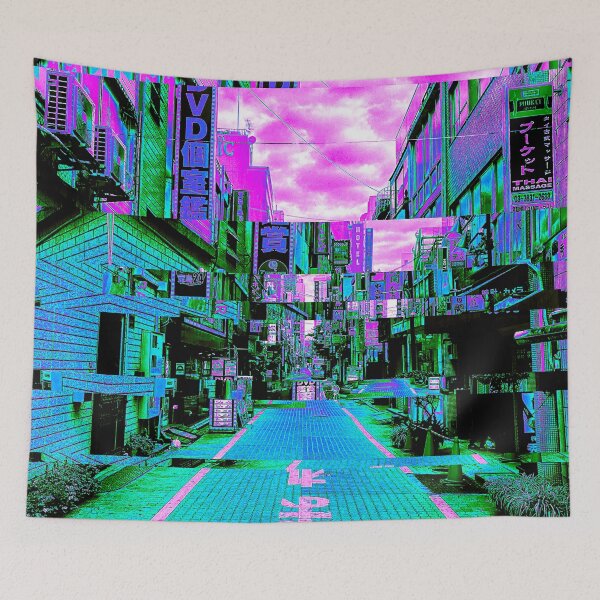 Item preview, Japanese City Street Vaporwave Glitch Art designed and sold by glitchhub.