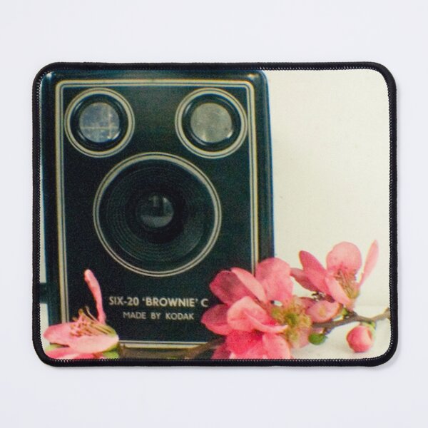 Item preview, Vintage box camera with pink apple blossom flowers designed and sold by gailgriggs.