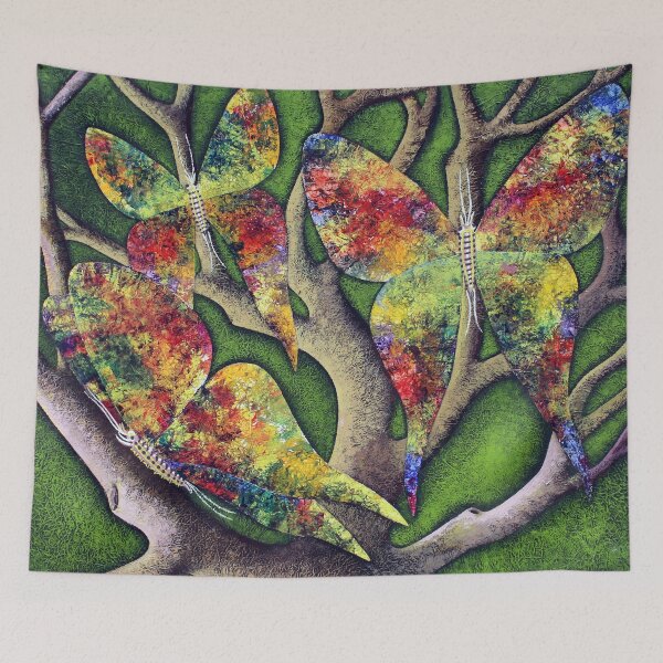 Item preview, Multicolored butterflies on the branches of a tree designed and sold by Elnica.
