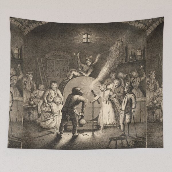 Item preview, Drunk anthro cats - Medieval etching designed and sold by Vintage Designs +.