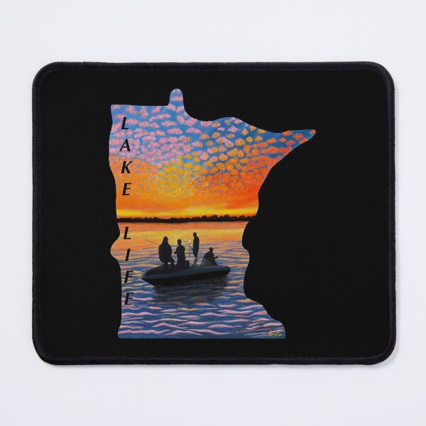 Item preview, Lake Life Minnesota Silhouette - black background designed and sold by EcoElsa.